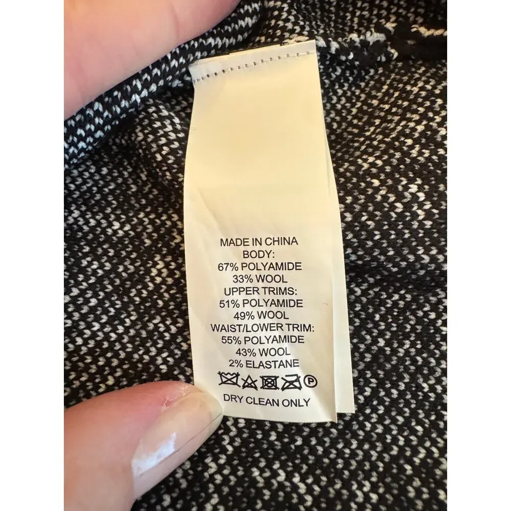 Kate Spade Out West Mod Plaid Sleeveless Black Fit N Flare Dress Medium Wool